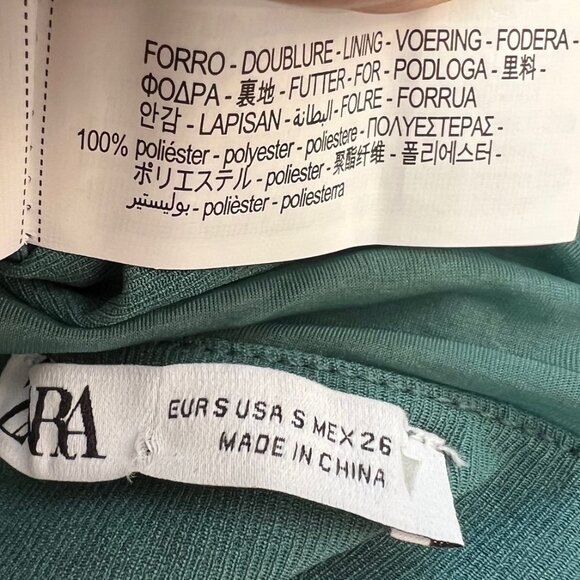 NEW ZARA Fitted Organza  Halter Midi Dress in Green, Size S - Picture 16 of 16